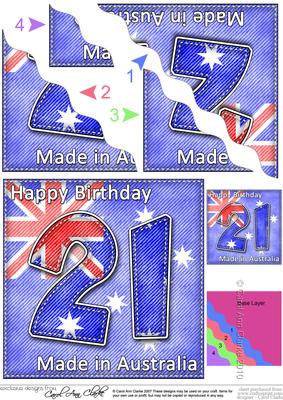 Flying the Flag Aus 21st Birthday Wavy Corner Side Stacker