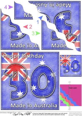 Flying the Flag Aus 30th Birthday Wavy Corner Side Stacker