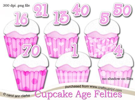 Pretty Coordinating Cupcake Age Felties Digital Embellishmen