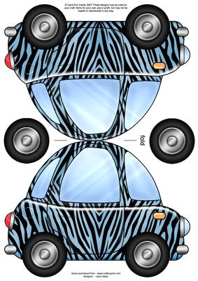 Funky Car Zebra Striped Shaped Card