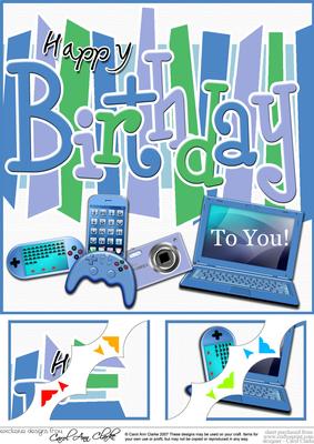 8 x 8 Birthday Gadgets Games N Gizmos Scalloped Carner