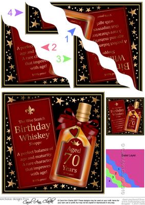 70th Birthday Whisky Wavy Corner Side Stacker Topper
