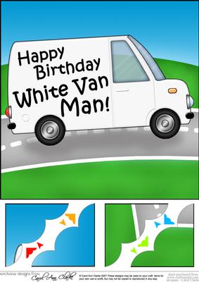8 x 8 Happy Birthday Mr Van Man Scalloped Corner Topper