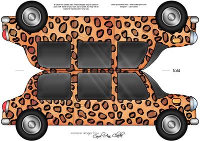 Large Dl Leopardskin Stretch Limo Shaped Card