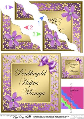 Floral Elegance Welsh Grandmother Anniversary Wavy Corner