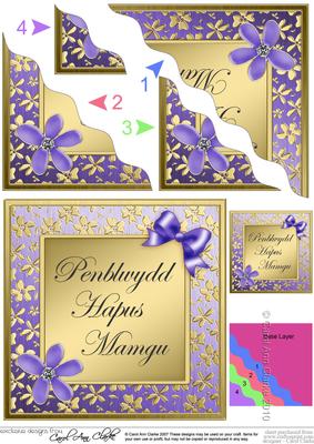 Floral Elegance Welsh Grandmother Anniversary Wavy Corner