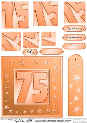 75th Bright Metallic Age Quick Card with Twisted Pyramage