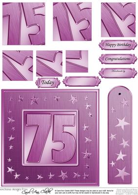 75th Bright Metallic Age Quick Card with Twisted Pyramage