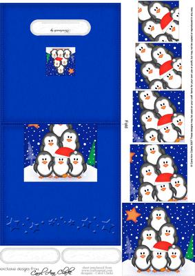 Christmas Penguins No-Hole Easy Over the Edge Card & Spiral Pyramid Topper