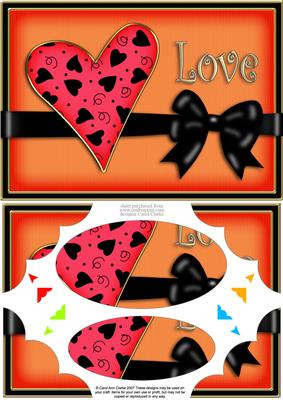 A5 Love Heart Scallop Corners and Pyramage