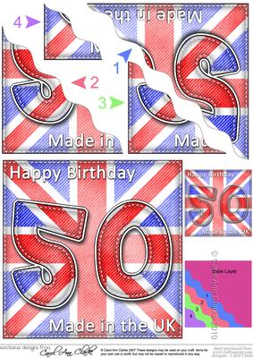Flying the Flag Uk 50th Birthday Wavy Corner Side Stacker