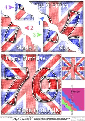 Flying the Flag Uk 70th Birthday Wavy Corner Side Stacker