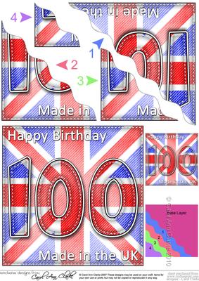 Flying the Flag Uk 100th Birthday Wavy Corner Side Stacker