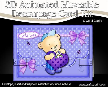 3D Robert's Heart Animated Moveable Decoupage Card Kit