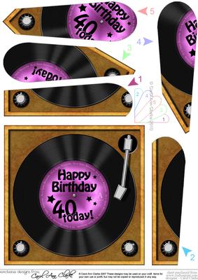 40th Birthday Record Fan Pyramage Topper