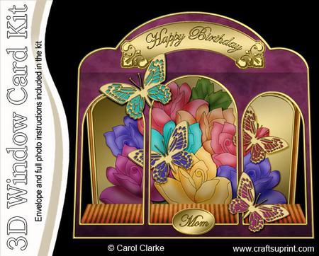 3D Just Roses Window Card Kit with Decoupage N Envelope