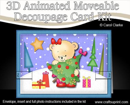 3D Rosie's Xmas Tree Animated Moveable Decoupage Card Kit