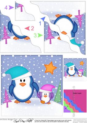 Christmas Penguin Felties  - Wavey Corner Stacker