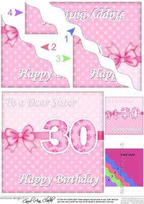 30th Birthday Sister Felties Wavy Corner Side Stacker Topper