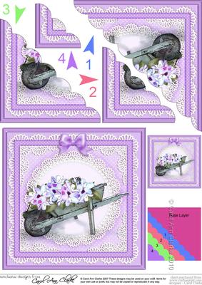 Flower Filled Wheelbarrow Scallop Corner Side Stacker