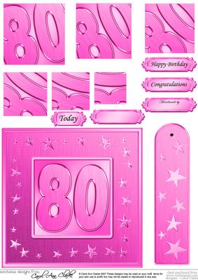 80th Bright Metallic Age Quick Card with Twisted Pyramage