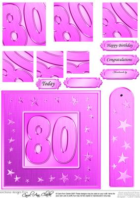 80th Bright Metallic Age Quick Card with Twisted Pyramage