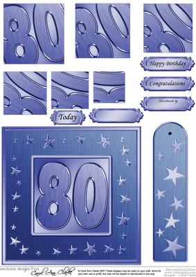 80th Bright Metallic Age Quick Card with Twisted Pyramage