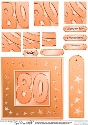 80th Bright Metallic Age Quick Card with Twisted Pyramage