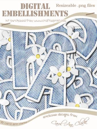 Denim N Daisies Felties Uppercase Alpha Digital Embellishmen