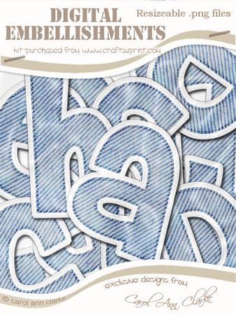Denim Felties Lowercase Alpha Digital Embellishment