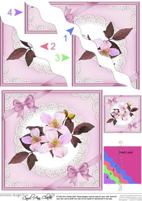 Clematis and Lace Wavy Corner Side Stacker Topper