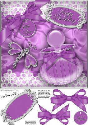 8x8 Perfume Lace N Dragonfly 3D Decoupage