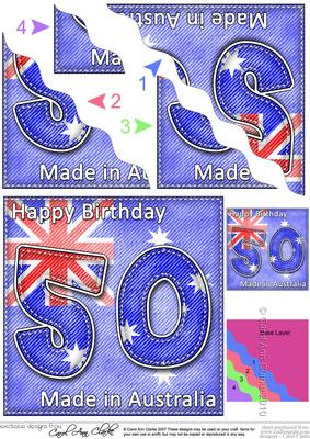 Flying the Flag Aus 50th Birthday Wavy Corner Side Stacker
