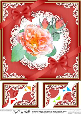 8 x 8 Rose and Lace Scalloped Corner Topper