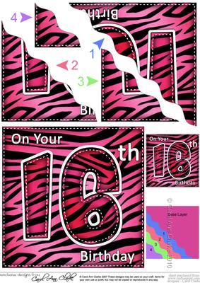 Funky Fun Zebra Print 16th Birthday Wavy Corner Side Stacker