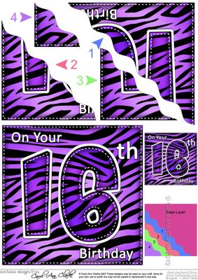 Funky Fun Zebra Print 16th Birthday Wavy Corner Side Stacker