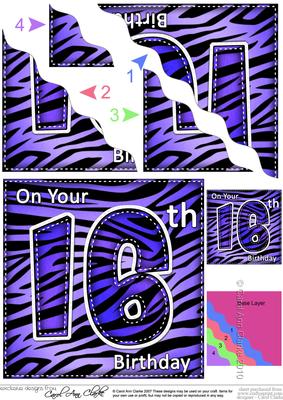 Funky Fun Zebra Print 16th Birthday Wavy Corner Side Stacker
