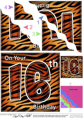 Funky Fun Zebra Print 16th Birthday Wavy Corner Side Stacker
