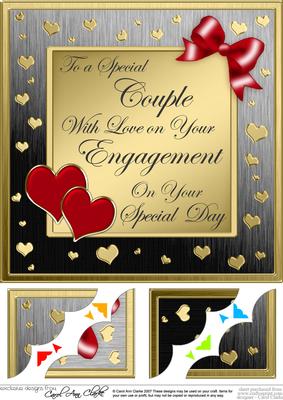 8 x 8 Elegant Romantic Engagement Scalloped Corner Topper