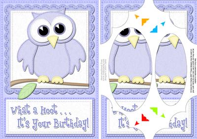 A5 What a Hoot Owl Birthday Scallop Corners and Pyramage