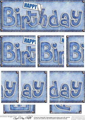 Dl Happy Birthday Denim Felties Side Stacker Topper