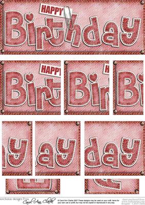 Dl Happy Birthday Denim Felties Side Stacker Topper