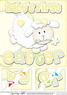 8x8 Baby's First Easter Lamb Felties Scalloped Corner
