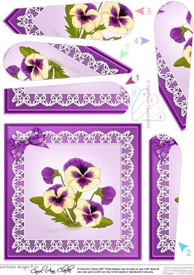 Pansy on Butterfly Lace Fan Pyramage Topper