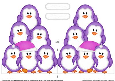 Christmas Penguin Tree Felties - Shaped Card