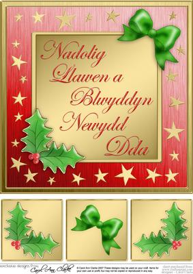 8 x 8 Welsh Elegant Christmas Greetings Scalloped Corner Top