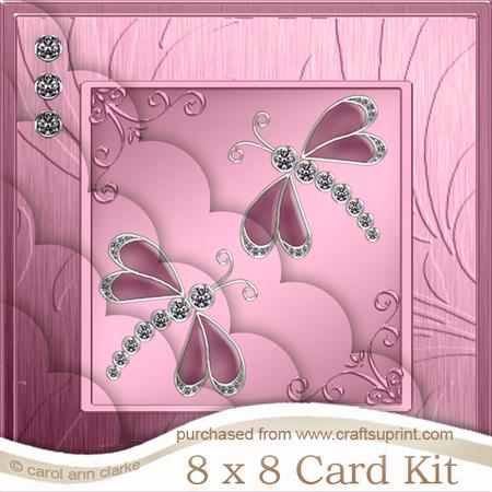 8 x 8 Diamante Dragonflies Kit with Scalloped Corners