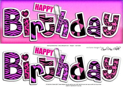 Large Dl Happy Birthday Animal Print Felties Quick Card N 3D