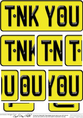 Thank You Novelty Number Plate with Side Stacker