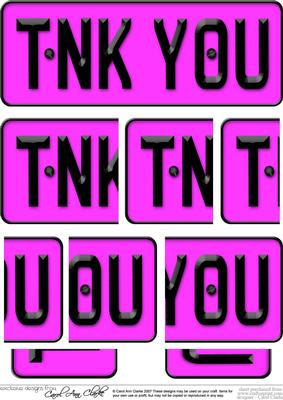 Thank You Novelty Number Plate with Side Stacker